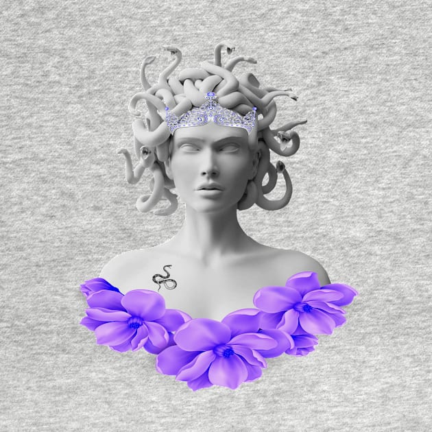 Medusa Gorgon Greek Mythology Purple Floral by Atteestude